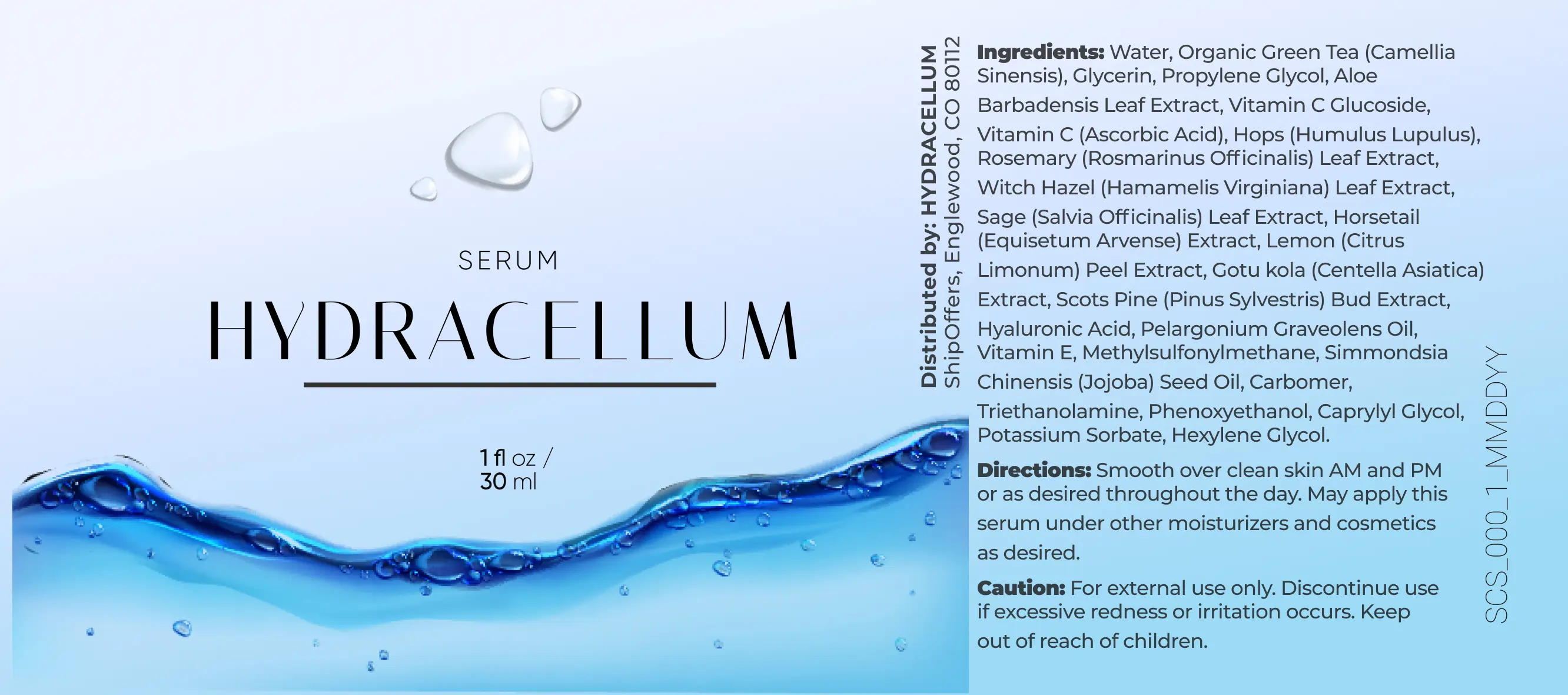 Hydracellum Supplement Facts and Ingredients Label